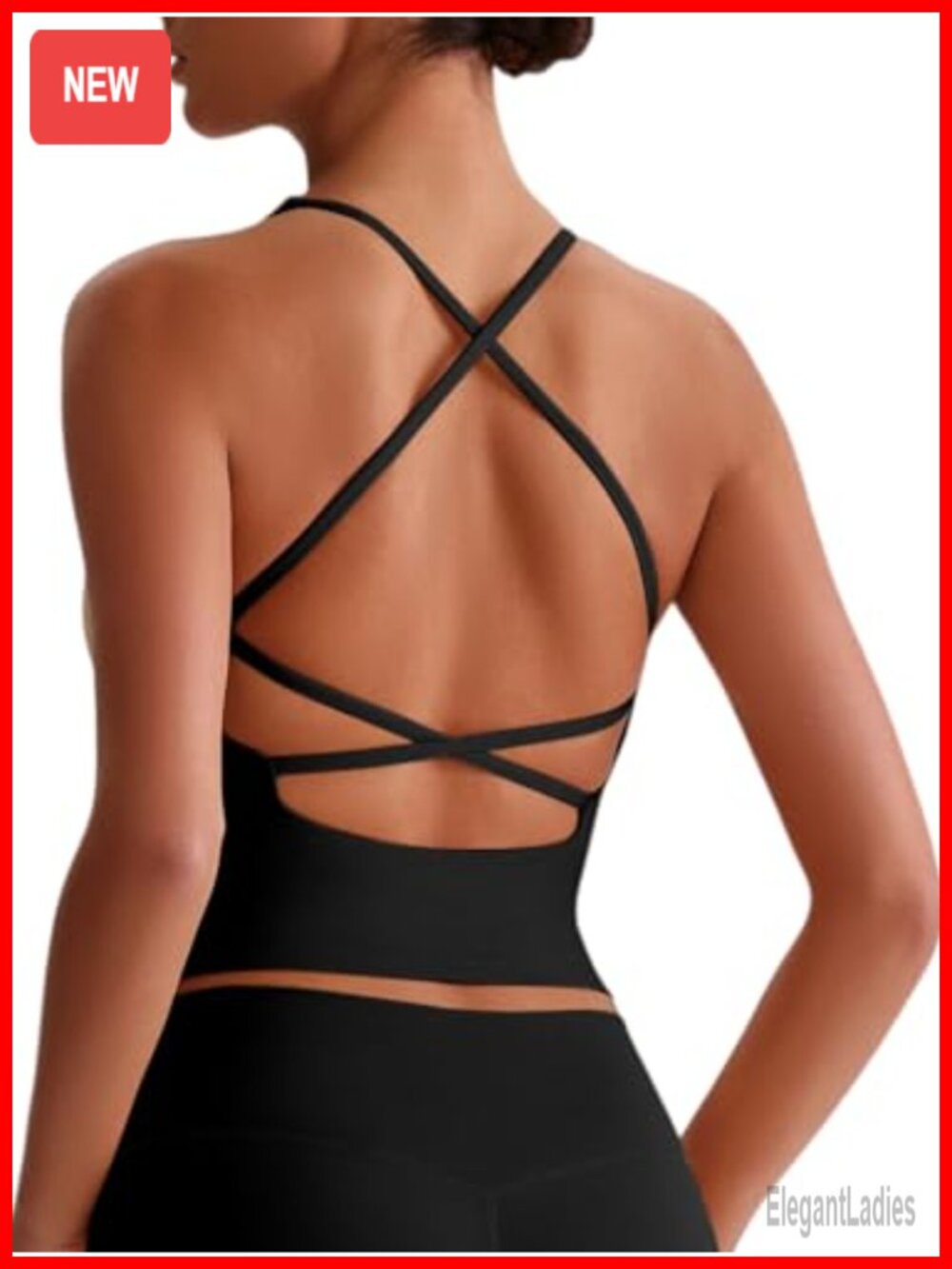 Women's Cross Back Workout Tank Top Built in Bra Longline V Neck Slim Fit